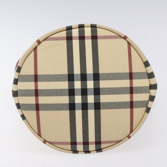 BURBERRY Nova Check Hand Bag Canvas Beige Silver Auth - Picture 12 of 15